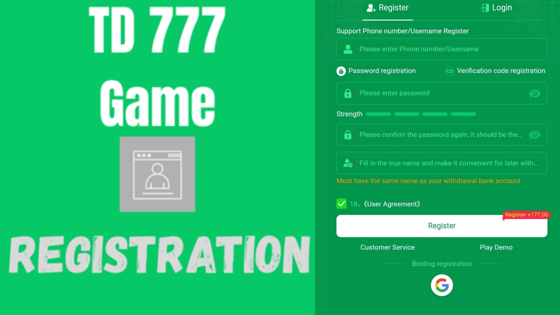 td777 game registration 